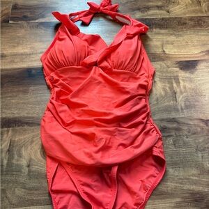 Ellen Tracy One-Piece Swimsuit- Cherry Rec